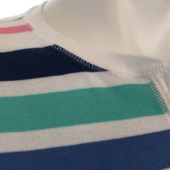 Chaps 3/4 sleeve white multicolor striped Henley - Picture 3 of 6